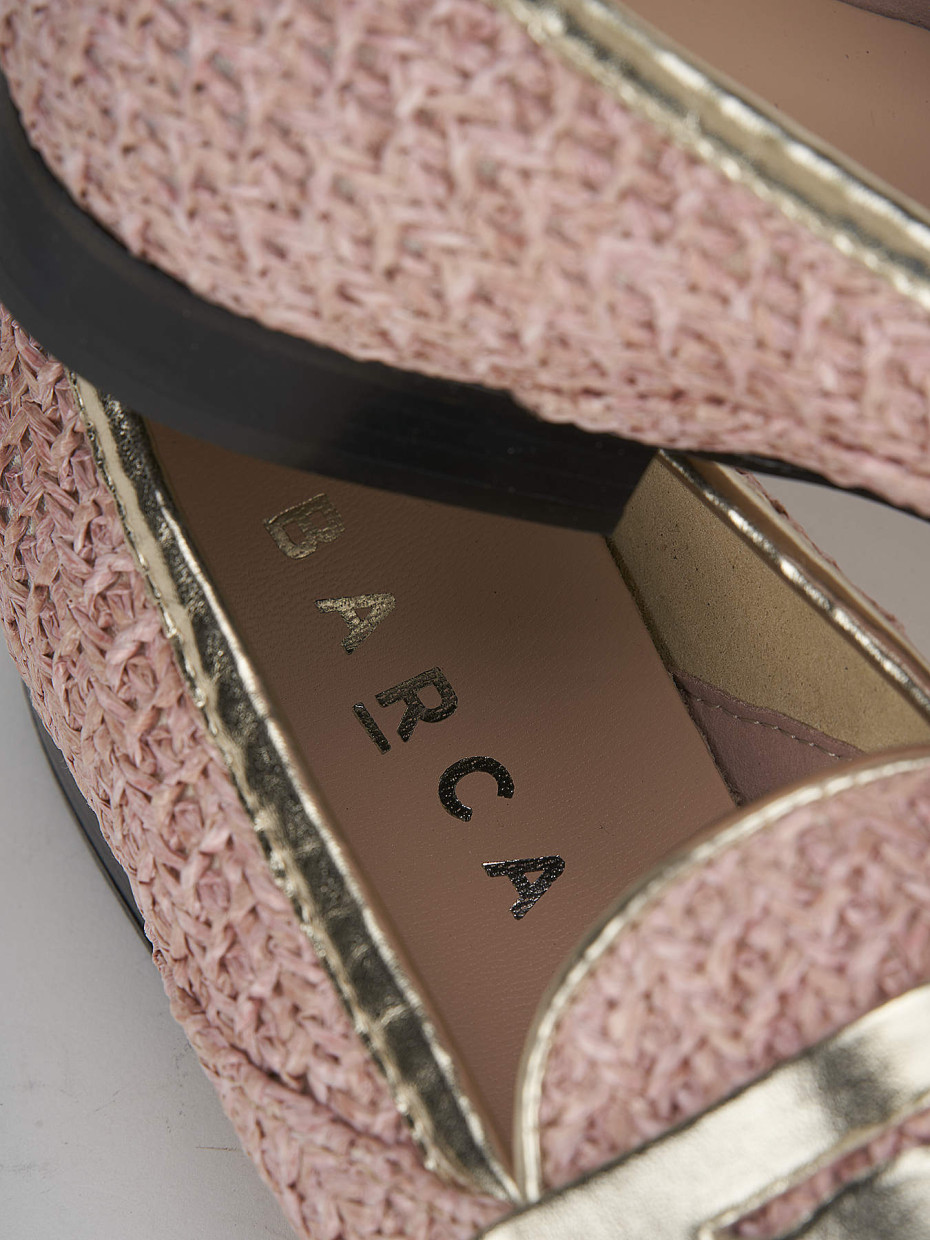 Loafers heel 1 cm pink leather