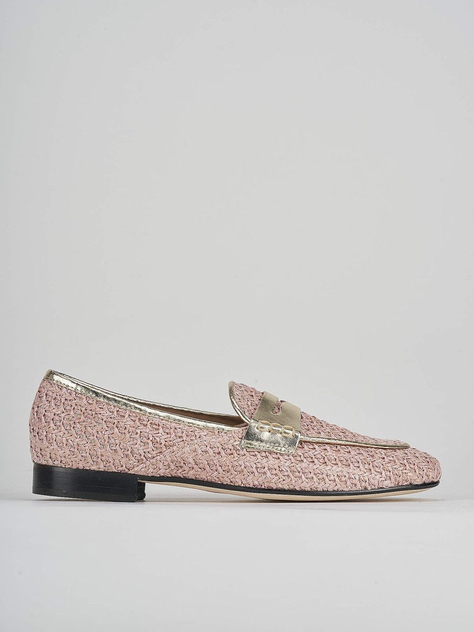 Loafers heel 1 cm pink leather