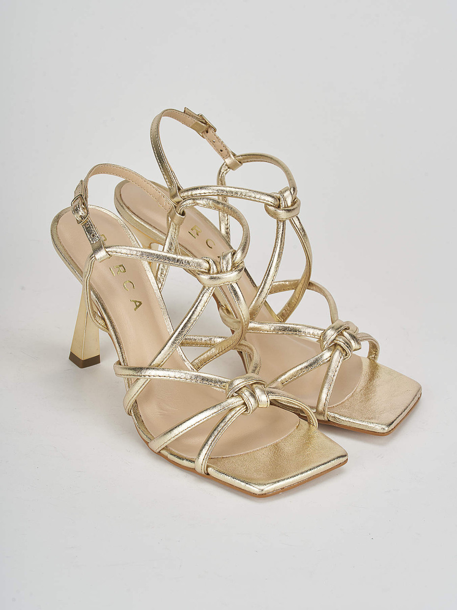 High heel sandals heel 9 cm gold leather