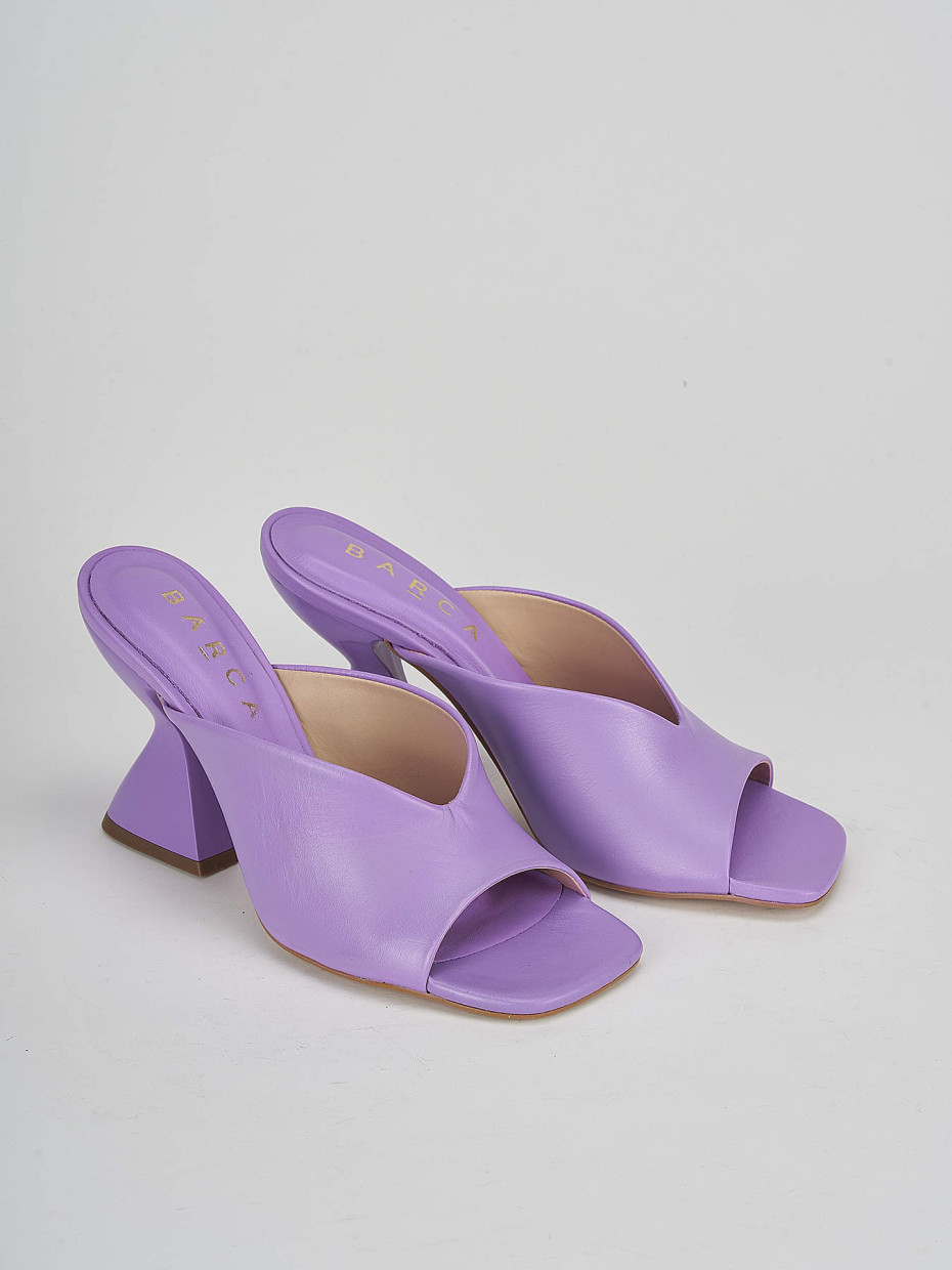 Slippers heel 9 cm violet leather