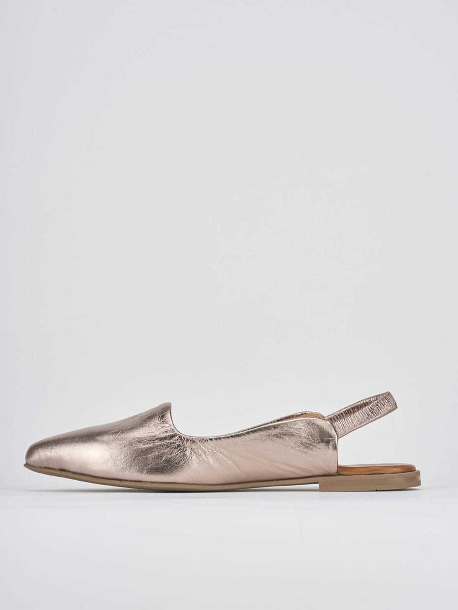 Flat shoes heel 1 cm bronze leather