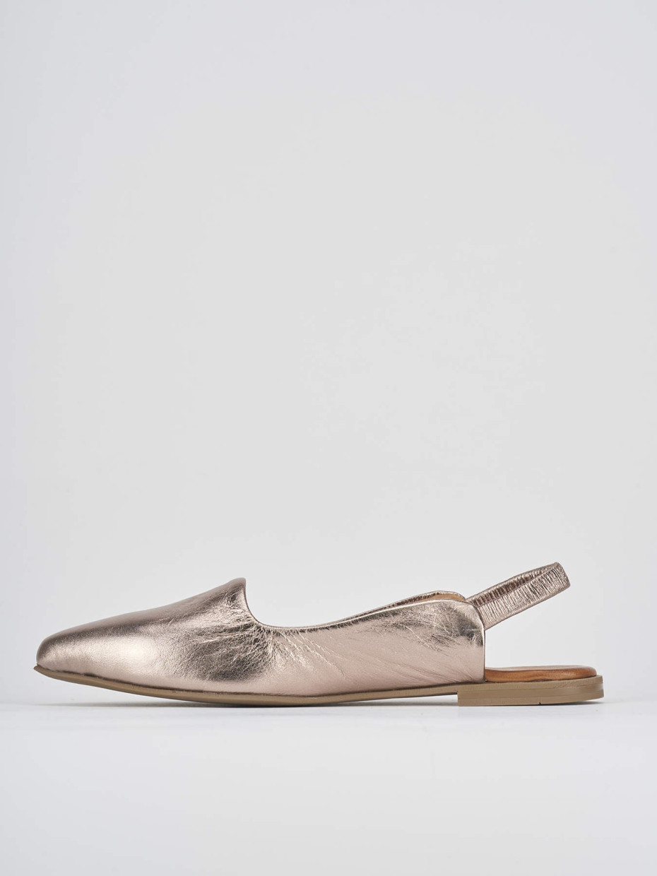 Ballerina tacco 1 cm bronzo pelle