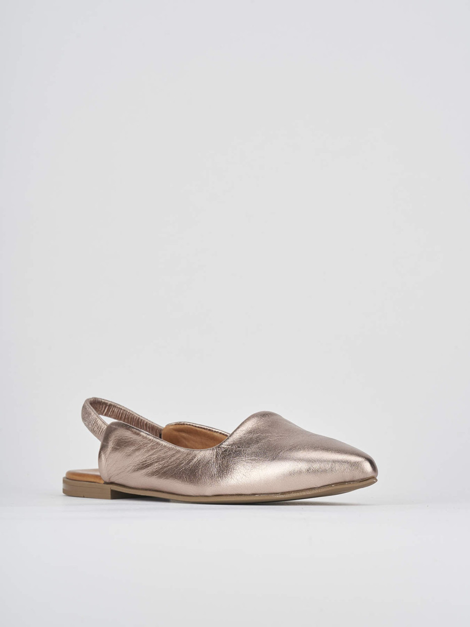 Ballerina tacco 1 cm bronzo pelle