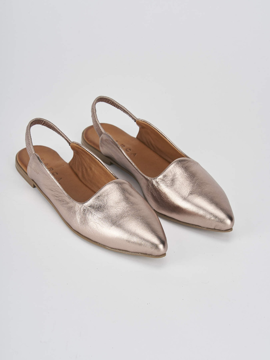 Flat shoes heel 1 cm bronze leather