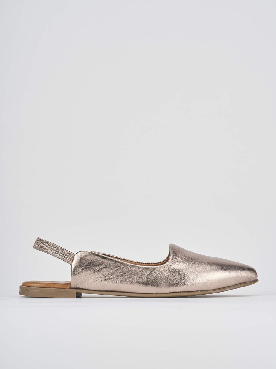 Ballerina tacco 1 cm bronzo pelle