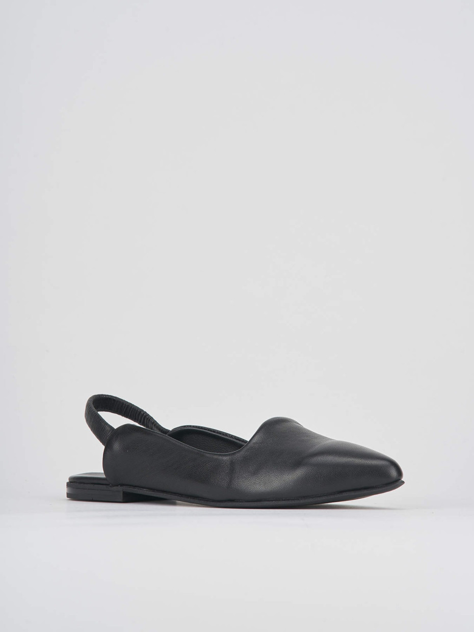 Flat shoes heel 1 cm black leather