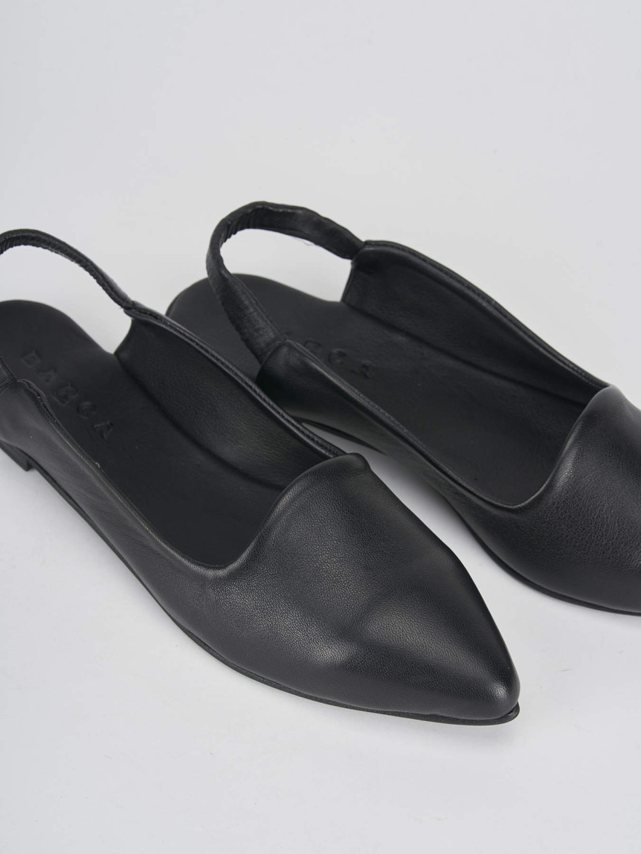 Flat shoes heel 1 cm black leather