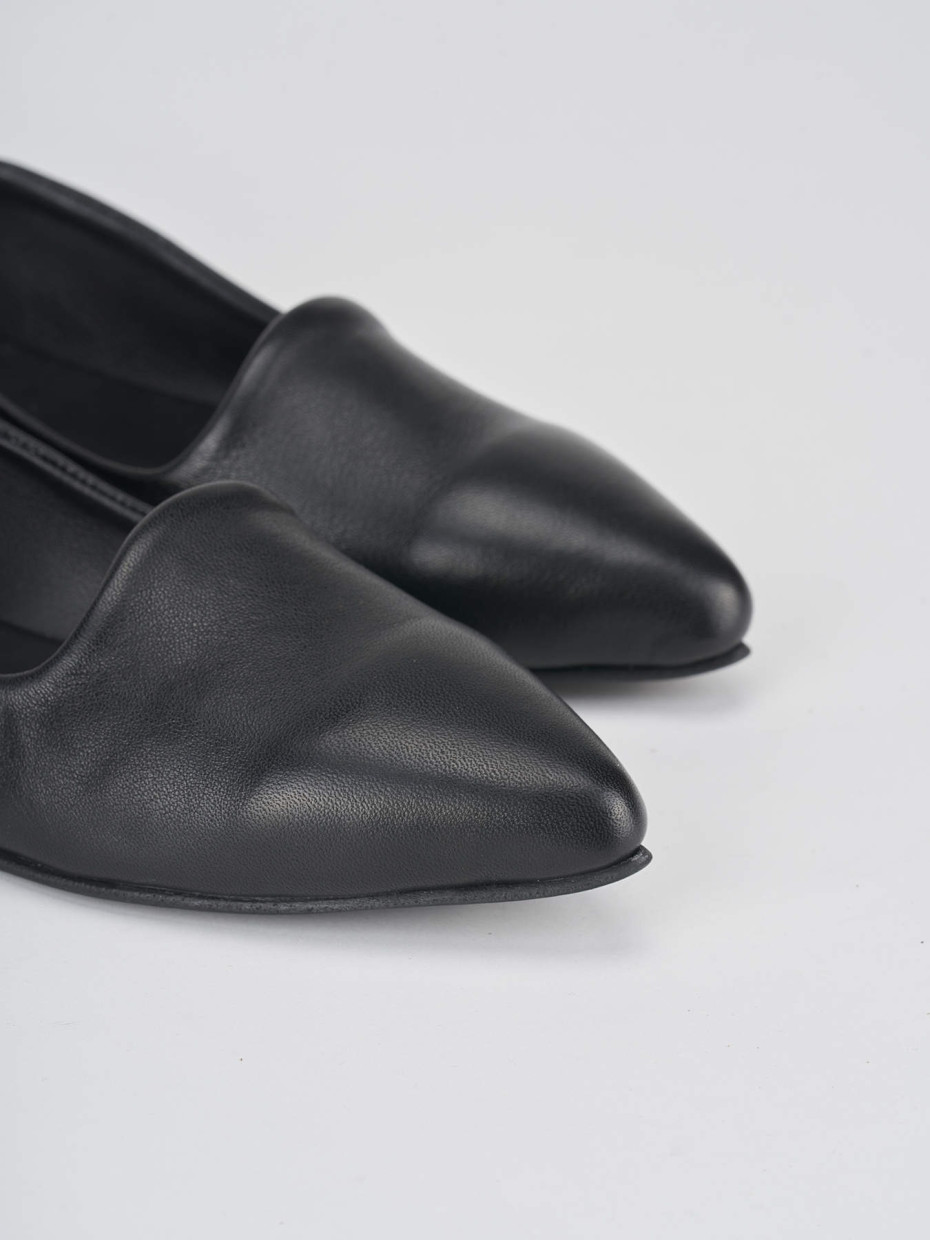 Flat shoes heel 1 cm black leather