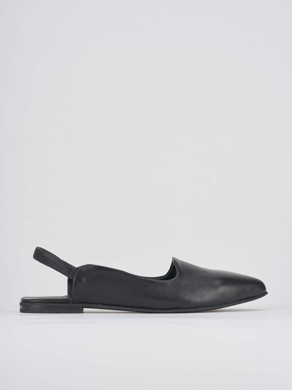 Flat shoes heel 1 cm black leather