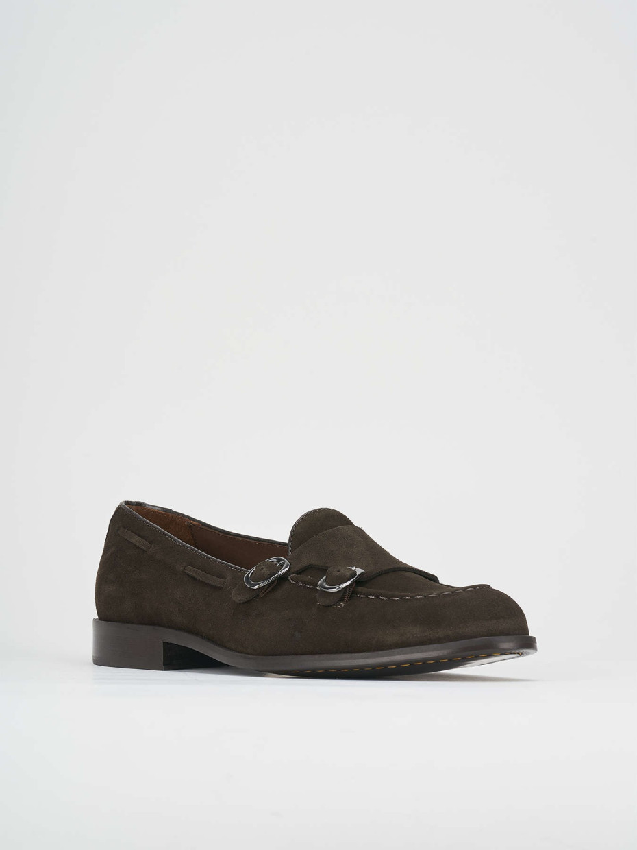 Loafers heel 1 cm dark brown suede