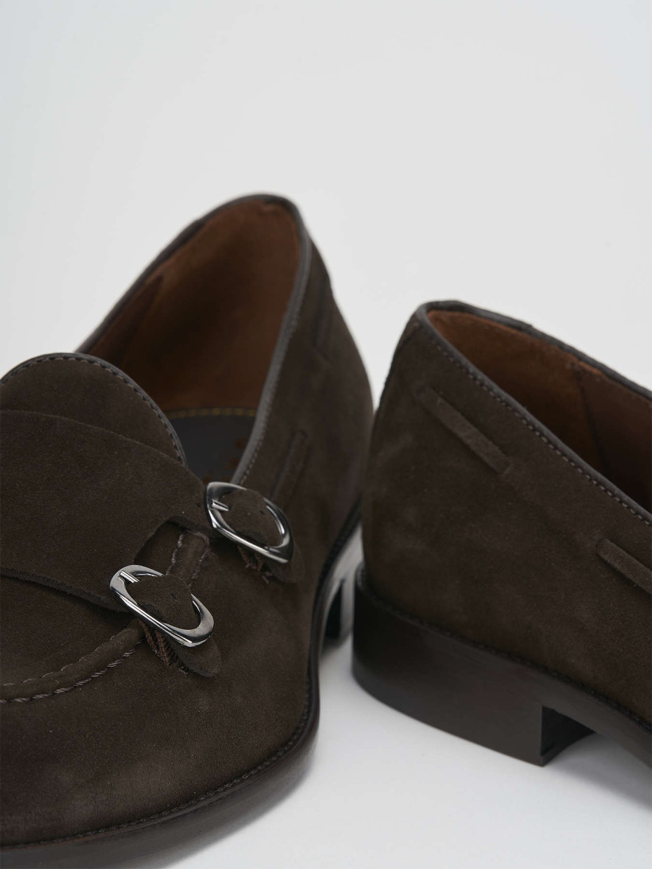 Loafers heel 1 cm dark brown suede