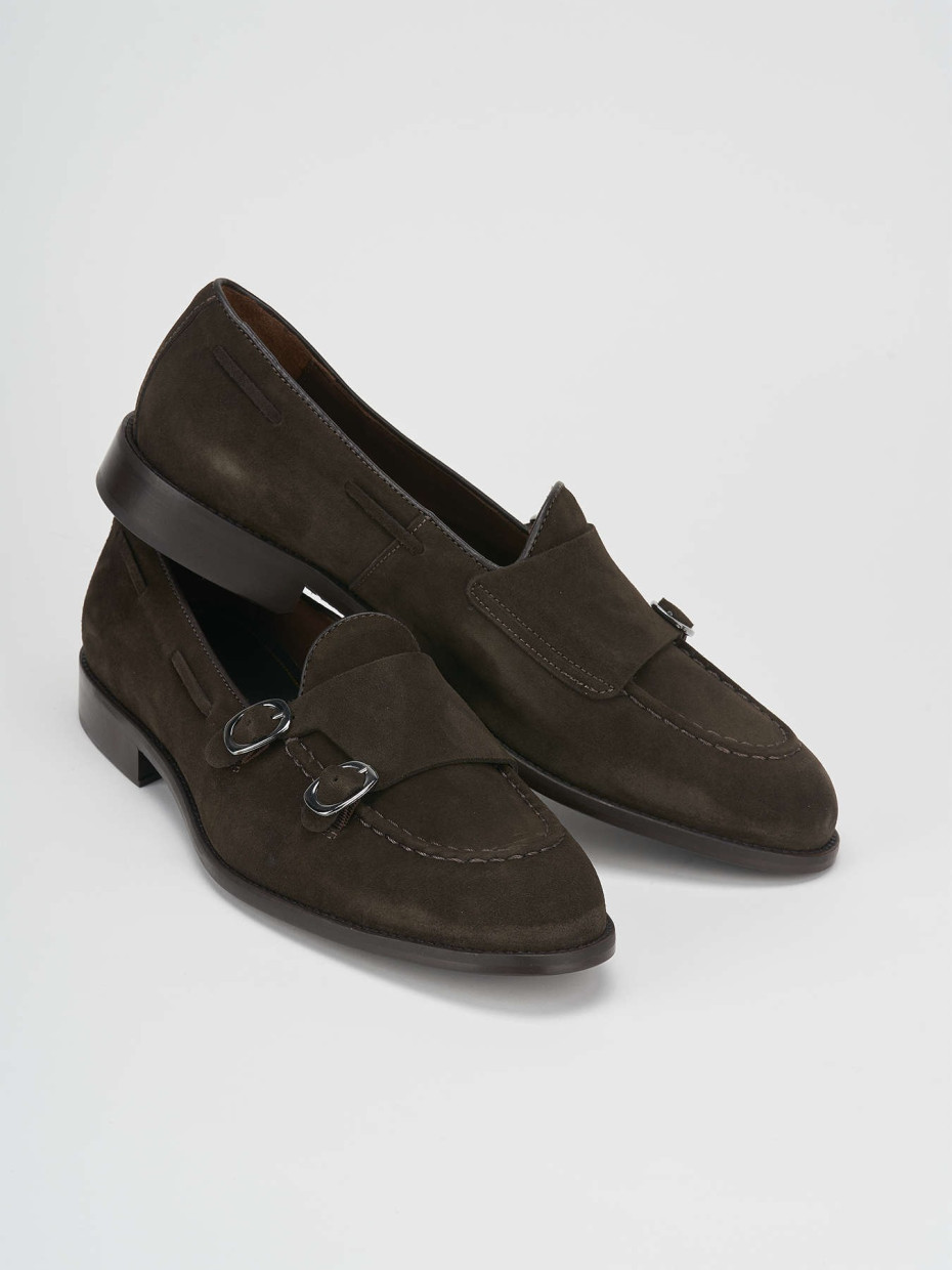 Loafers heel 1 cm dark brown suede