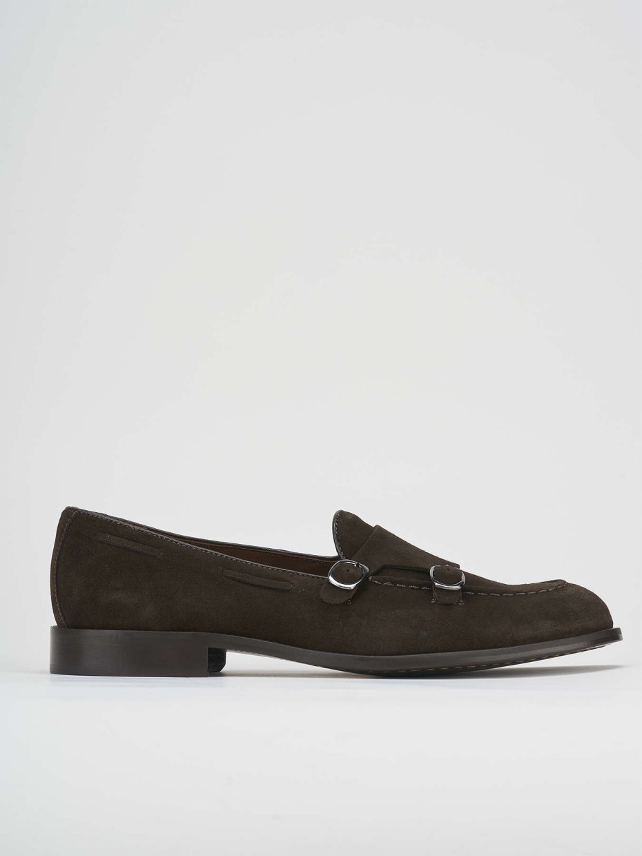 Loafers heel 1 cm dark brown suede