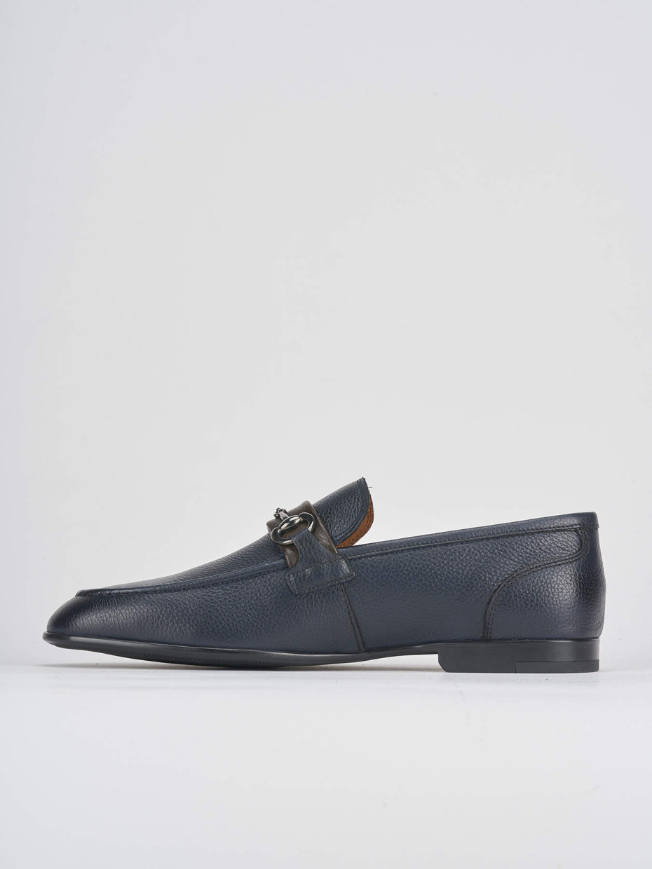 Mocassino blu pelle