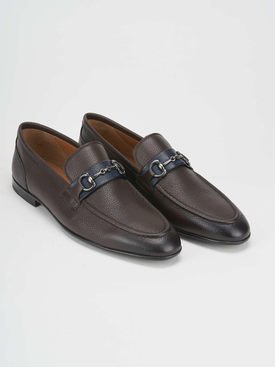 Loafers heel 1 cm dark brown leather