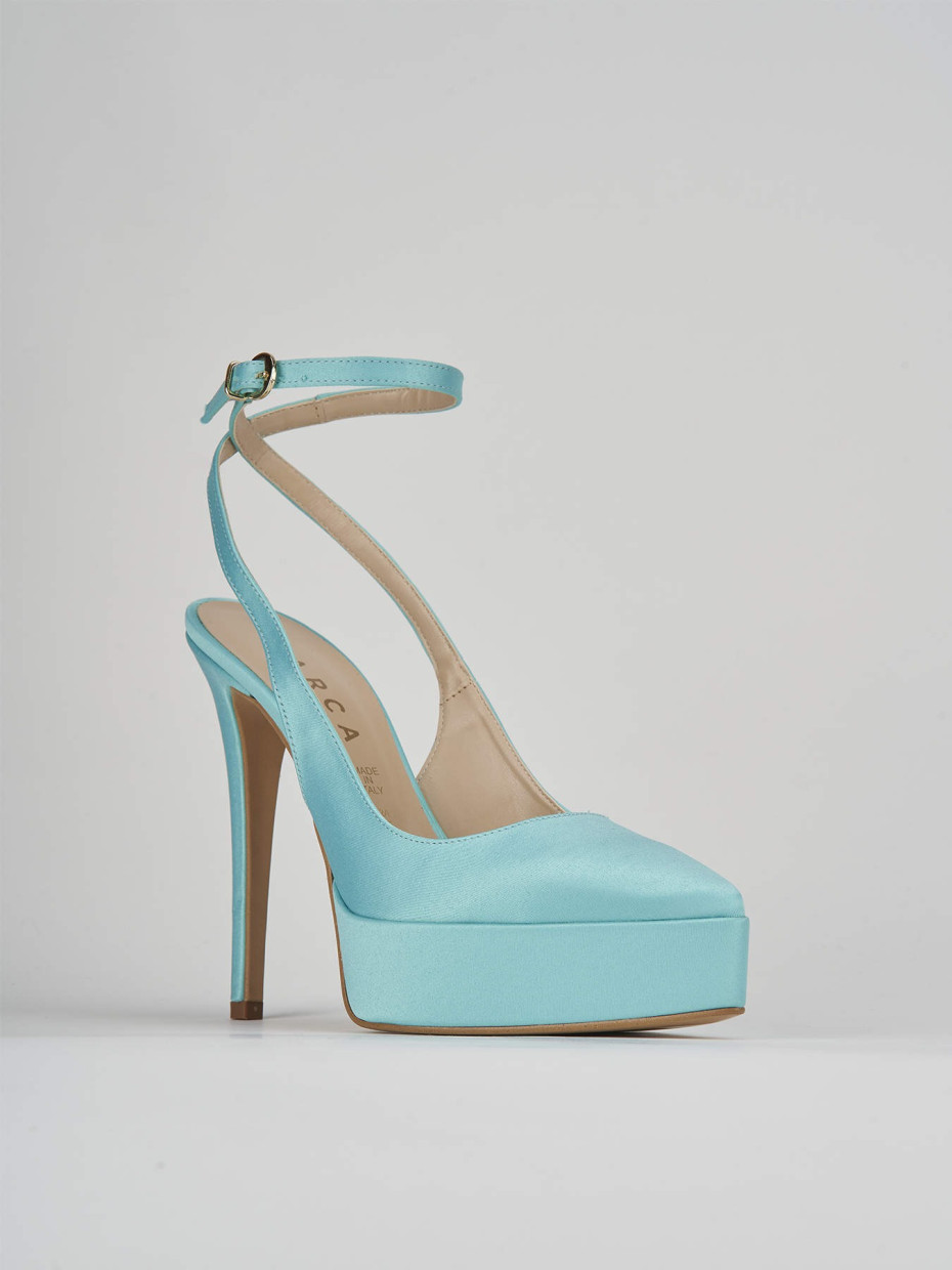High heel sandals woman heel 8 cm light blue leather | Barca Stores
