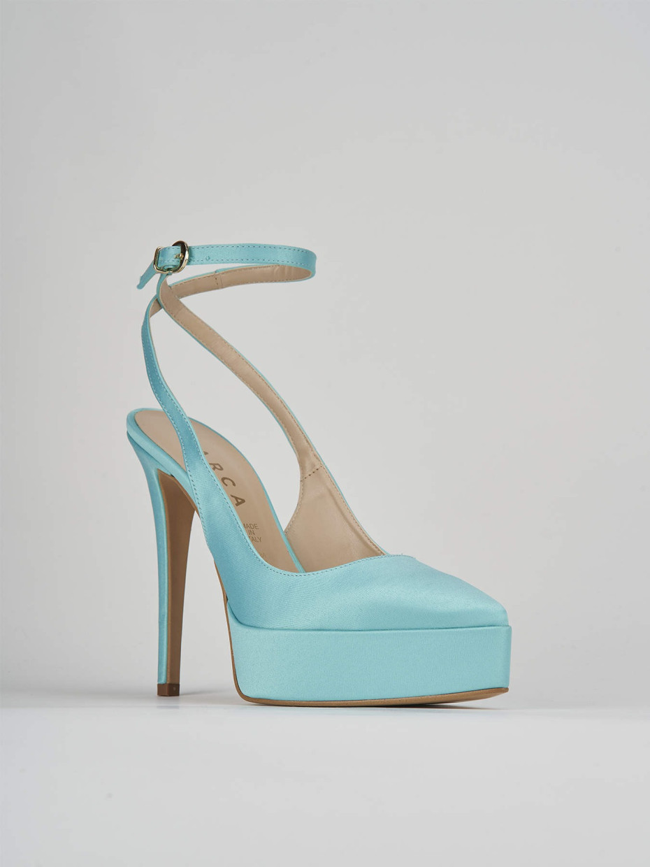 Slingback decoltè tacco 11 cm azzurro raso