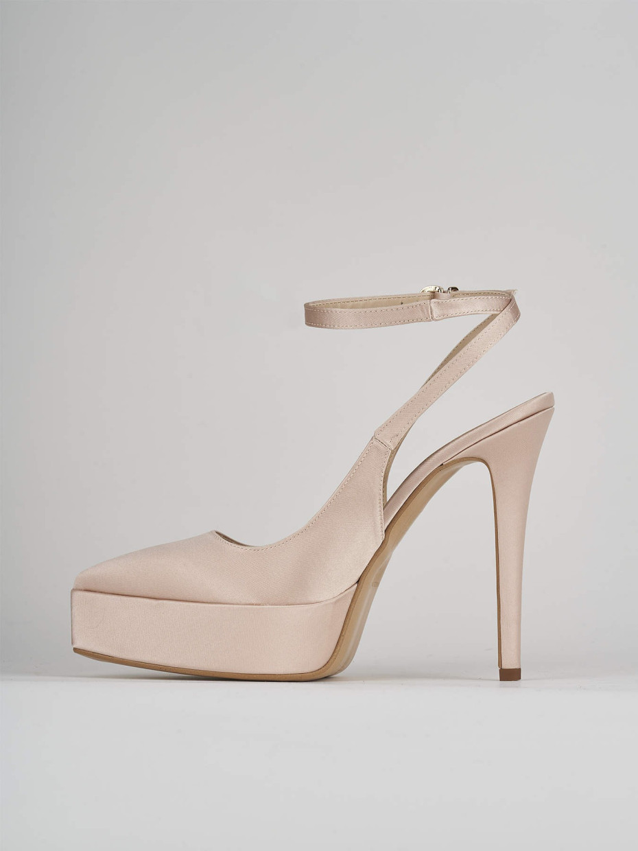 Slingback decoltè tacco 11 cm beige raso