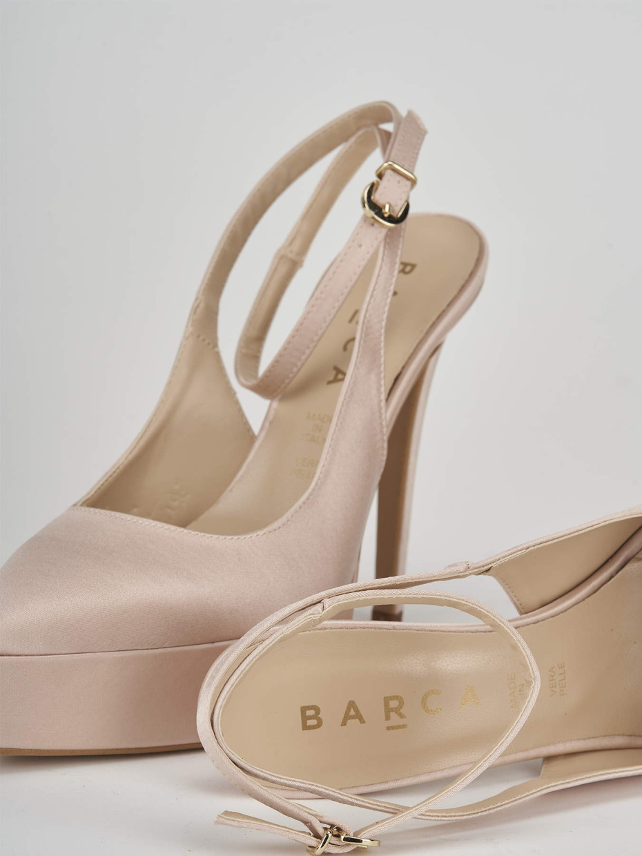 Slingback decoltè tacco 11 cm beige raso