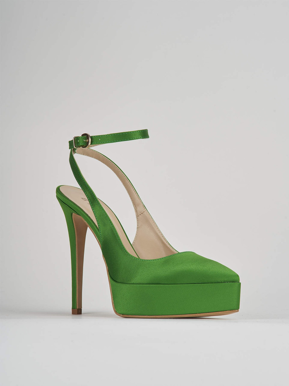 Pumps heel 11 cm green satin