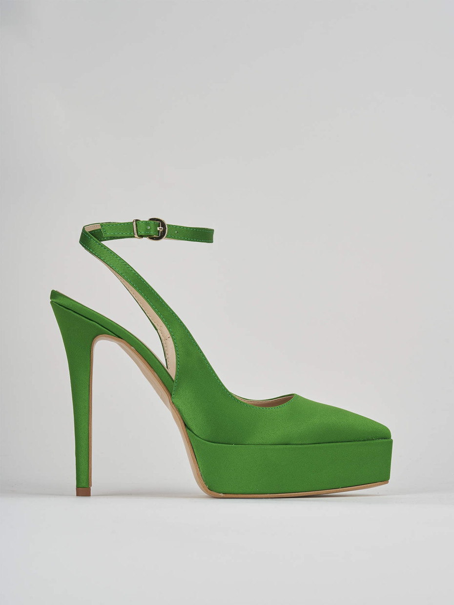 Slingback decoltè tacco 11 cm verde raso