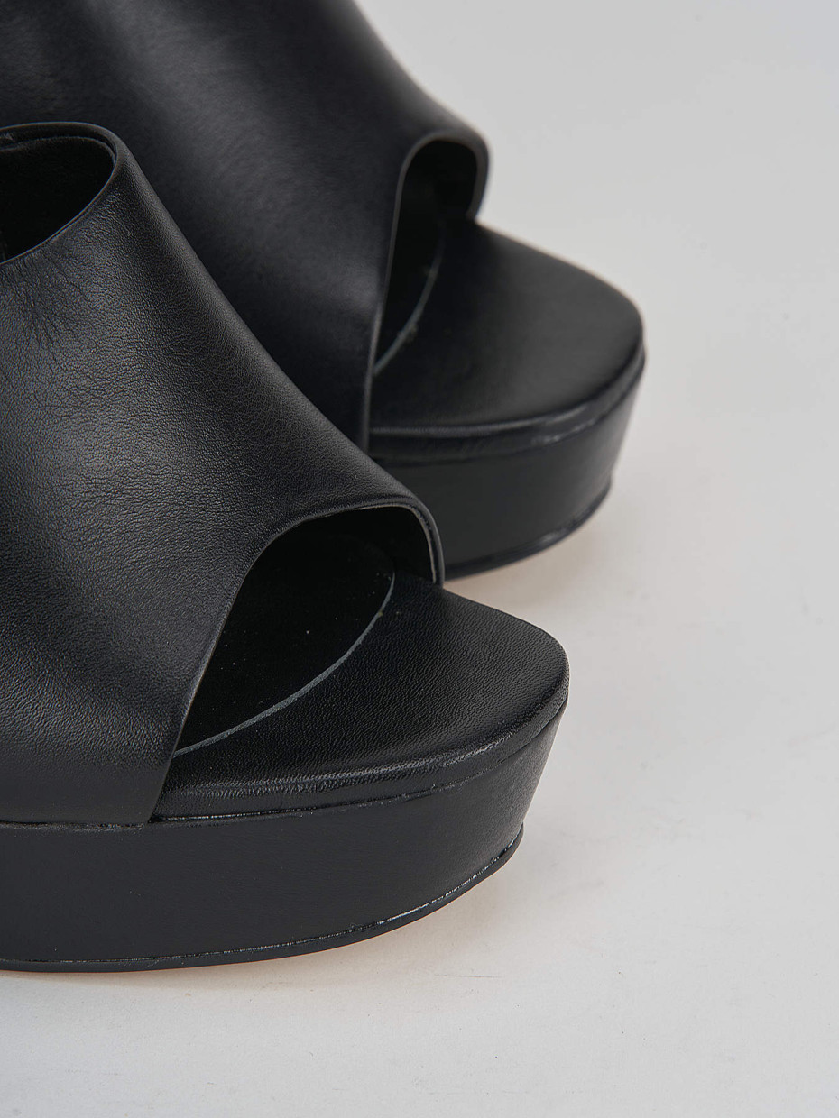 Slippers heel 11 cm black leather