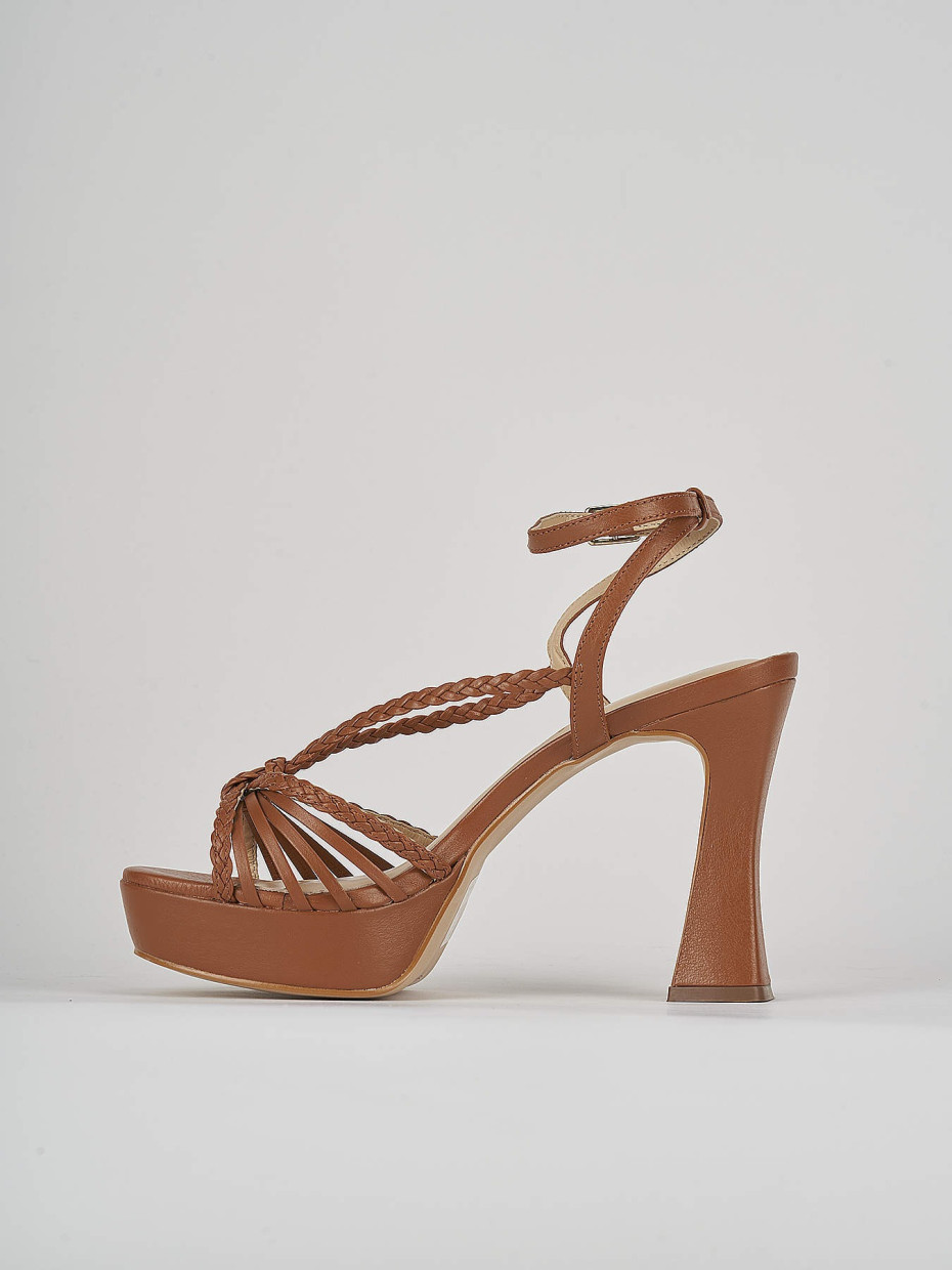 High heel sandals heel 11 cm brown leather