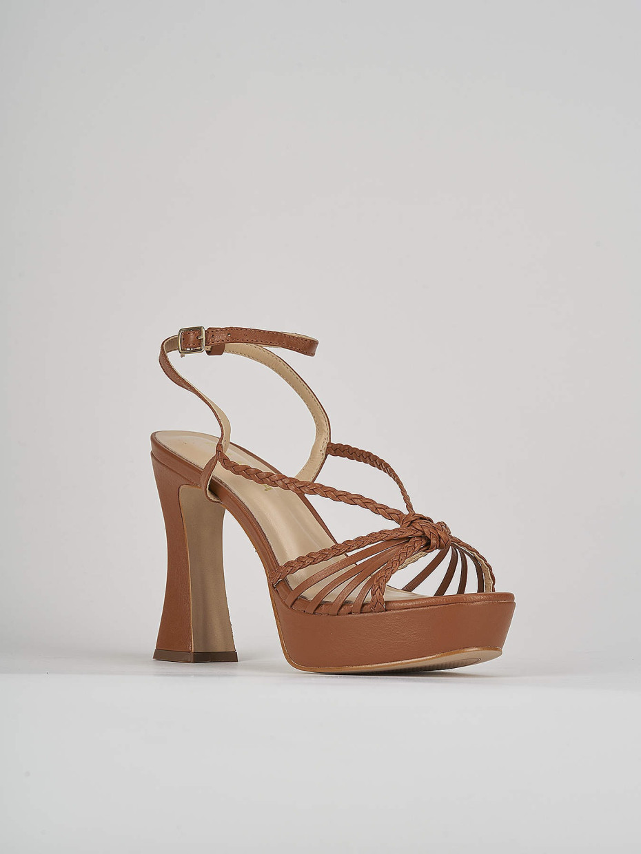 High heel sandals heel 11 cm brown leather