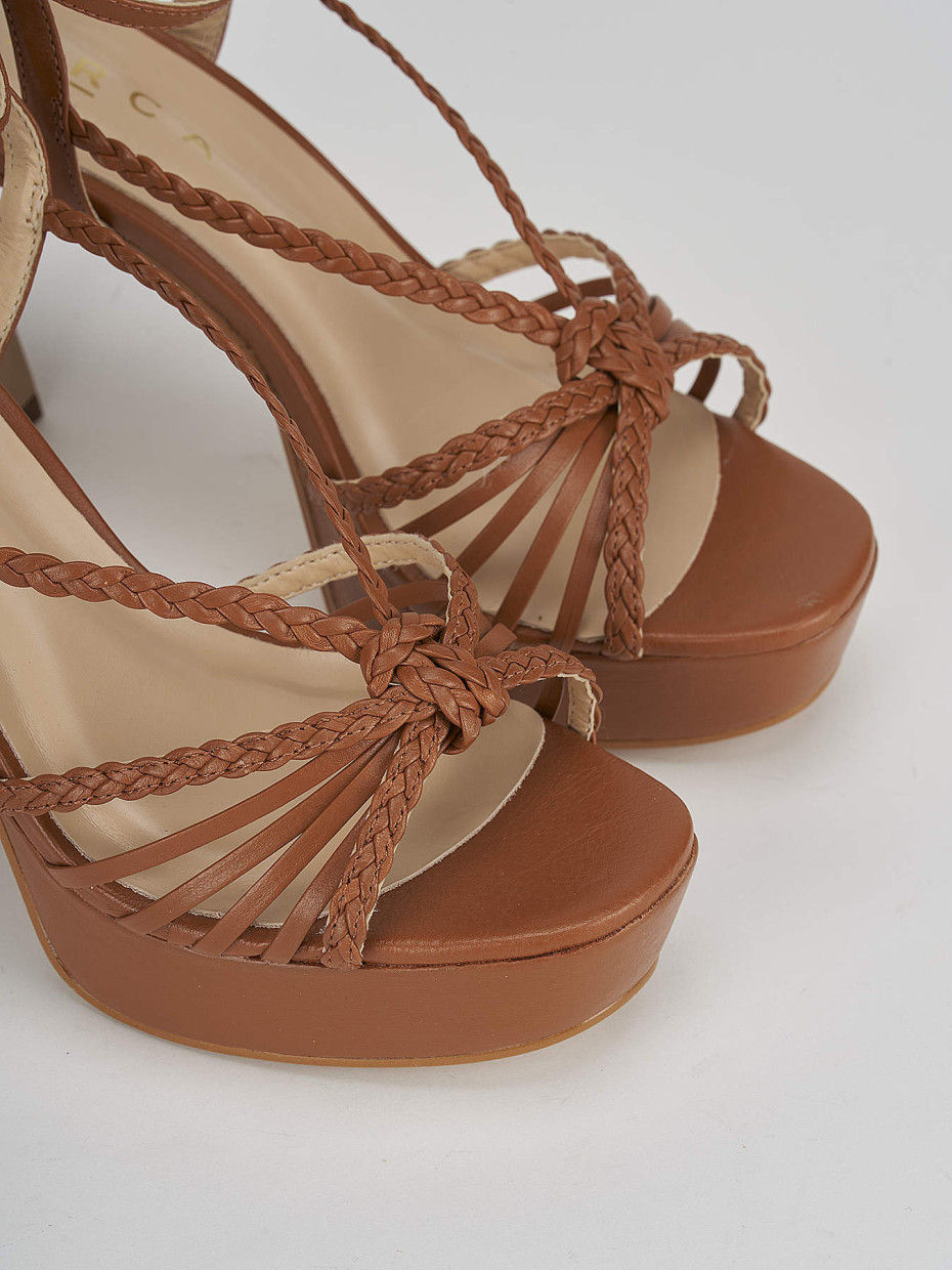 High heel sandals heel 11 cm brown leather