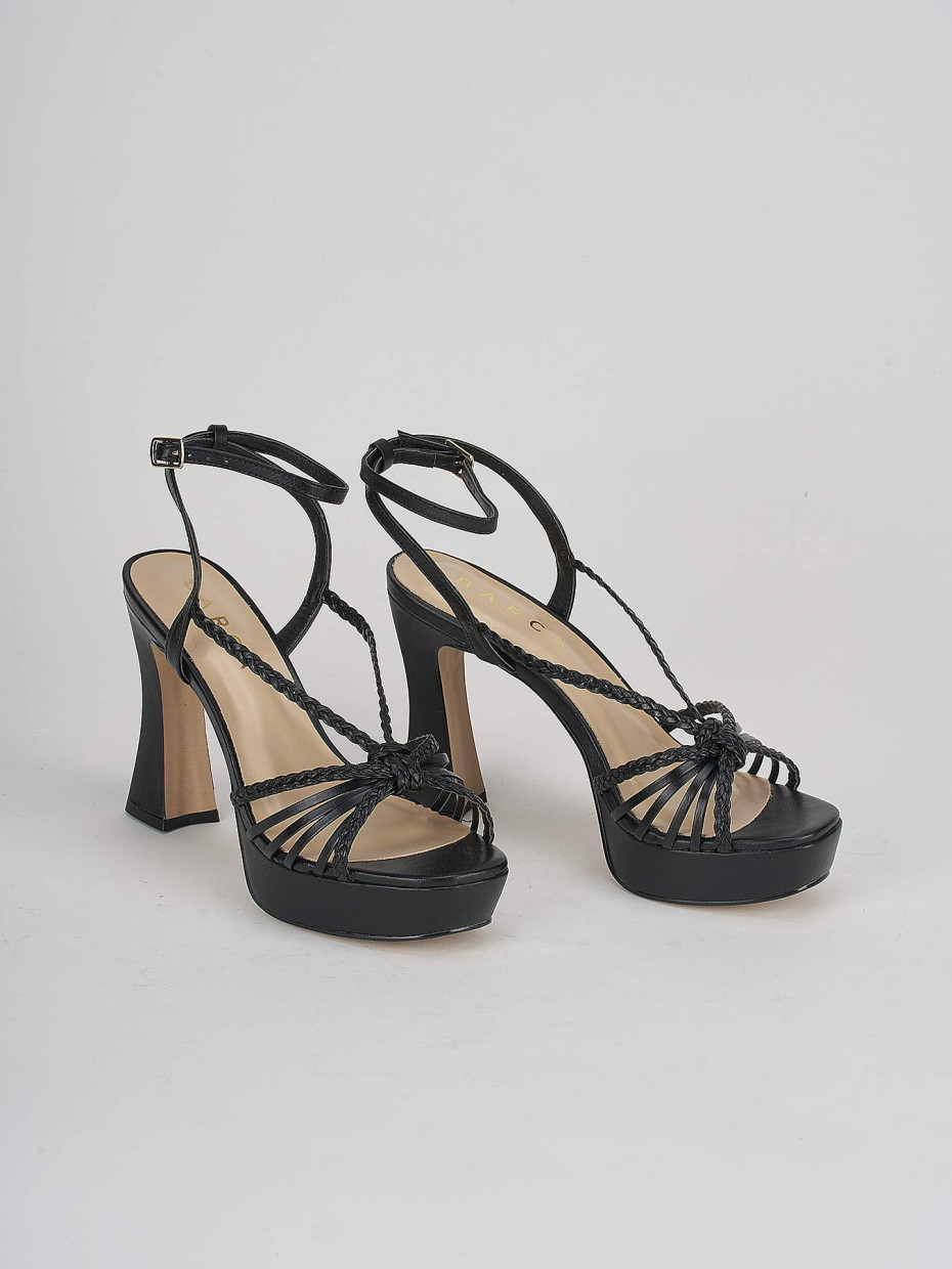 High heel sandals heel 11 cm black leather