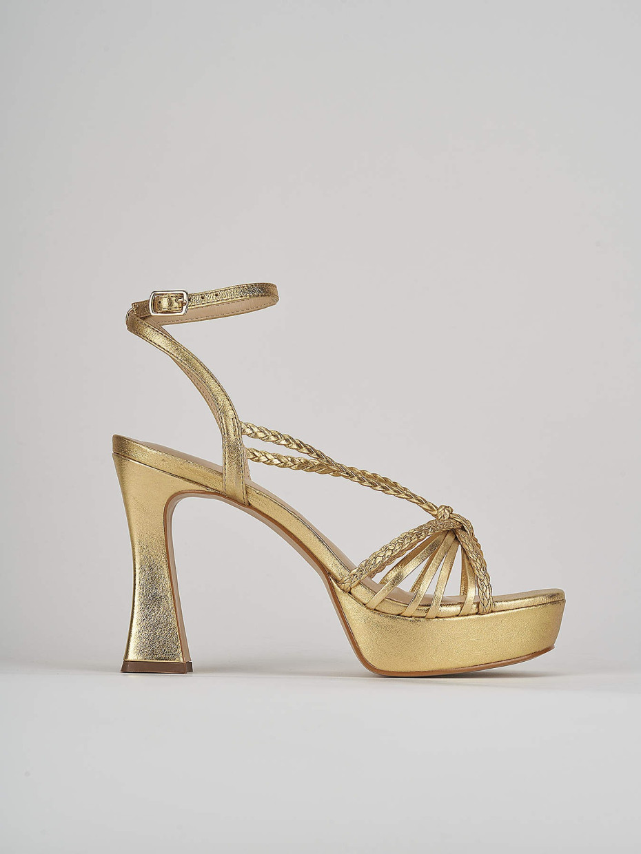 High heel sandals heel 11 cm gold leather