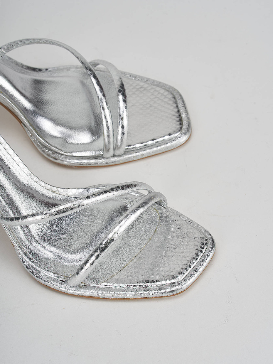 Sandali tacco 9cm pitone argento