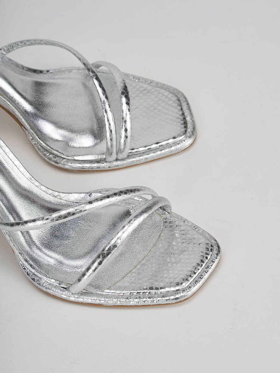 High heel sandals heel 9 cm silver python