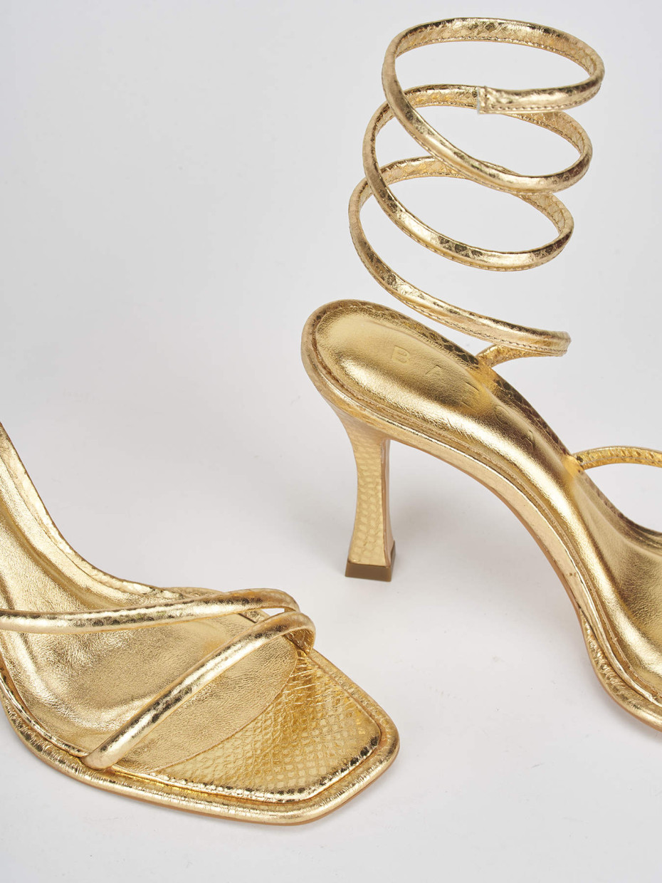 High heel sandals heel 9 cm gold python