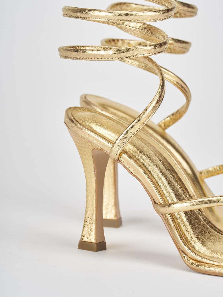 High heel sandals heel 9 cm gold python