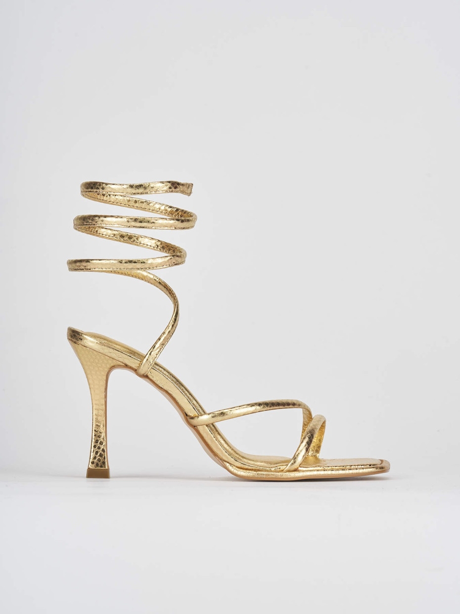 High heel sandals heel 9 cm gold python