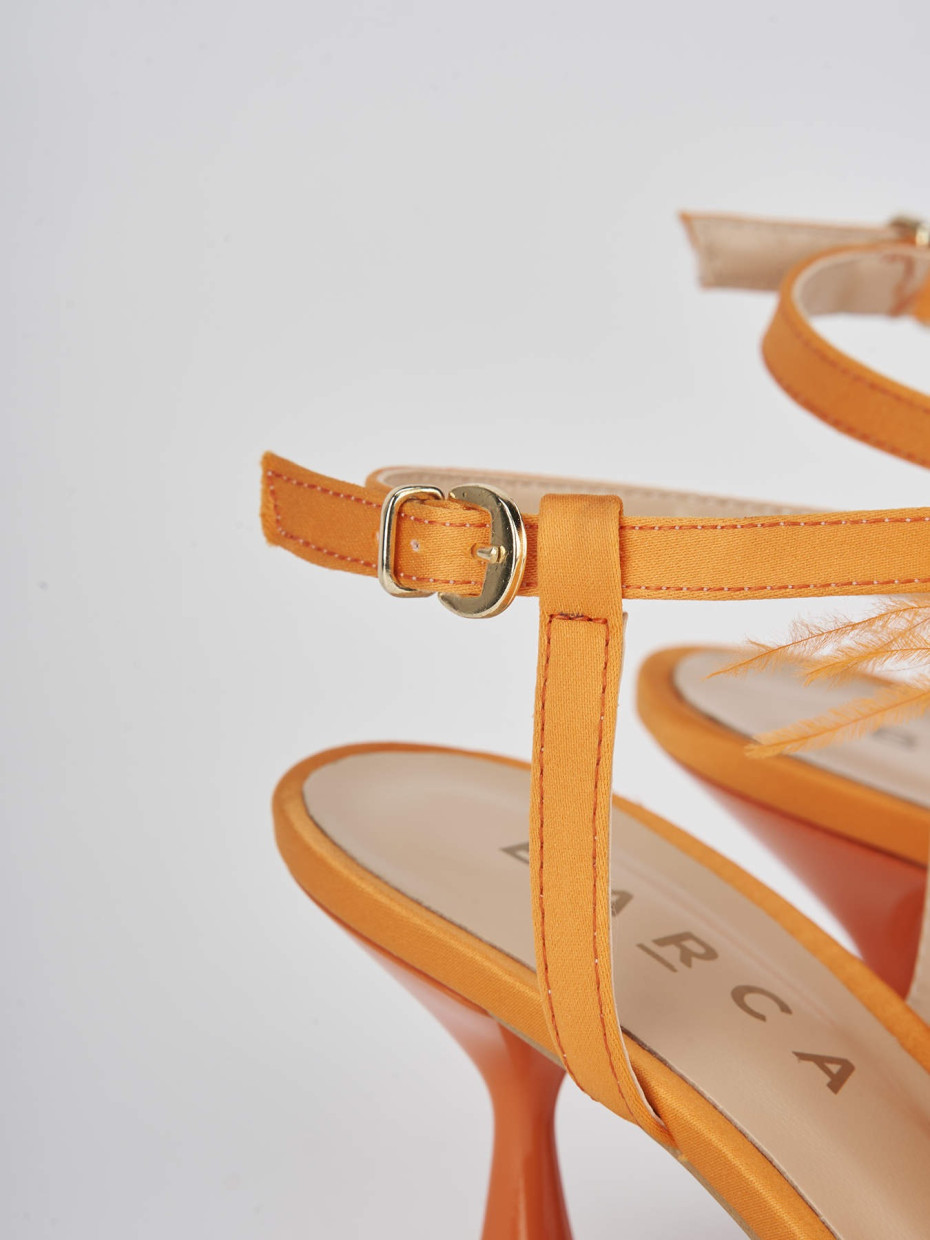 High heel sandals heel 7 cm orange leather