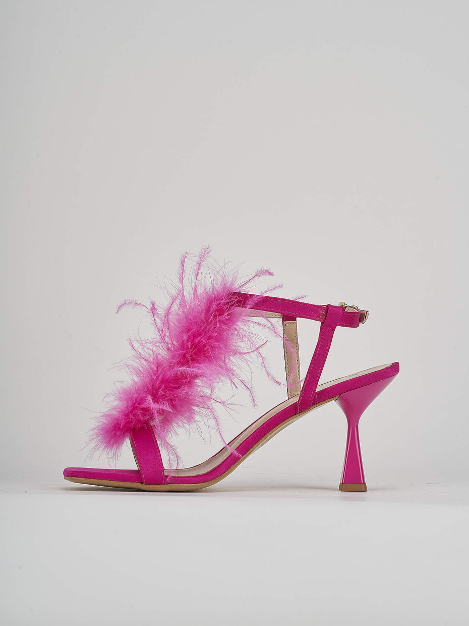 High heel sandals heel 7 cm pink leather