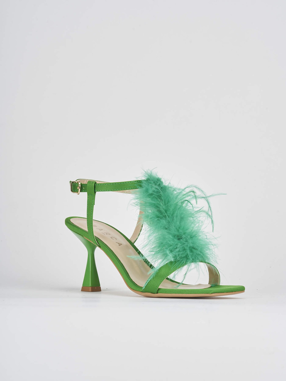 High heel sandals heel 7 cm green leather