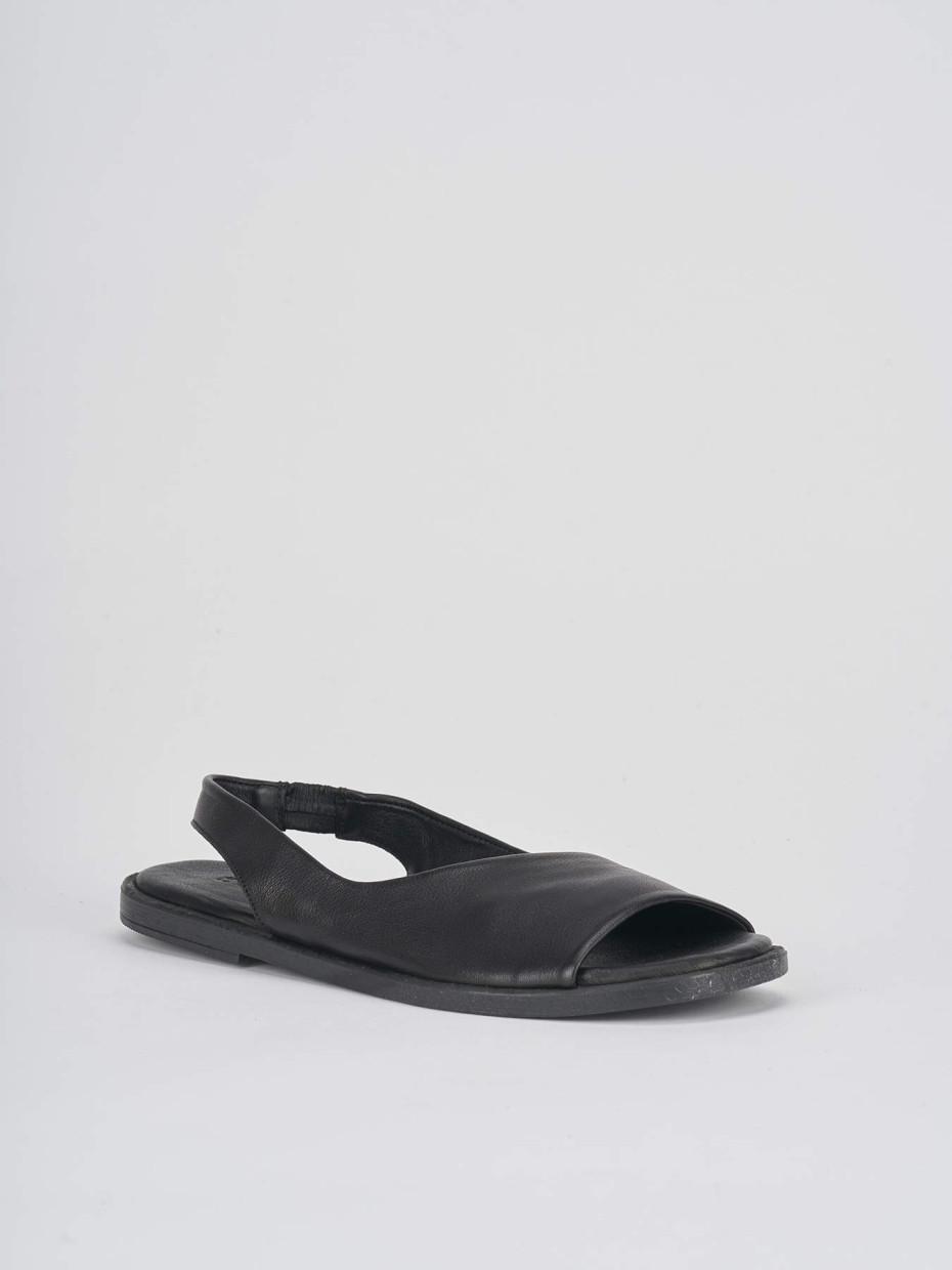 Low heel sandals heel 1 cm black leather