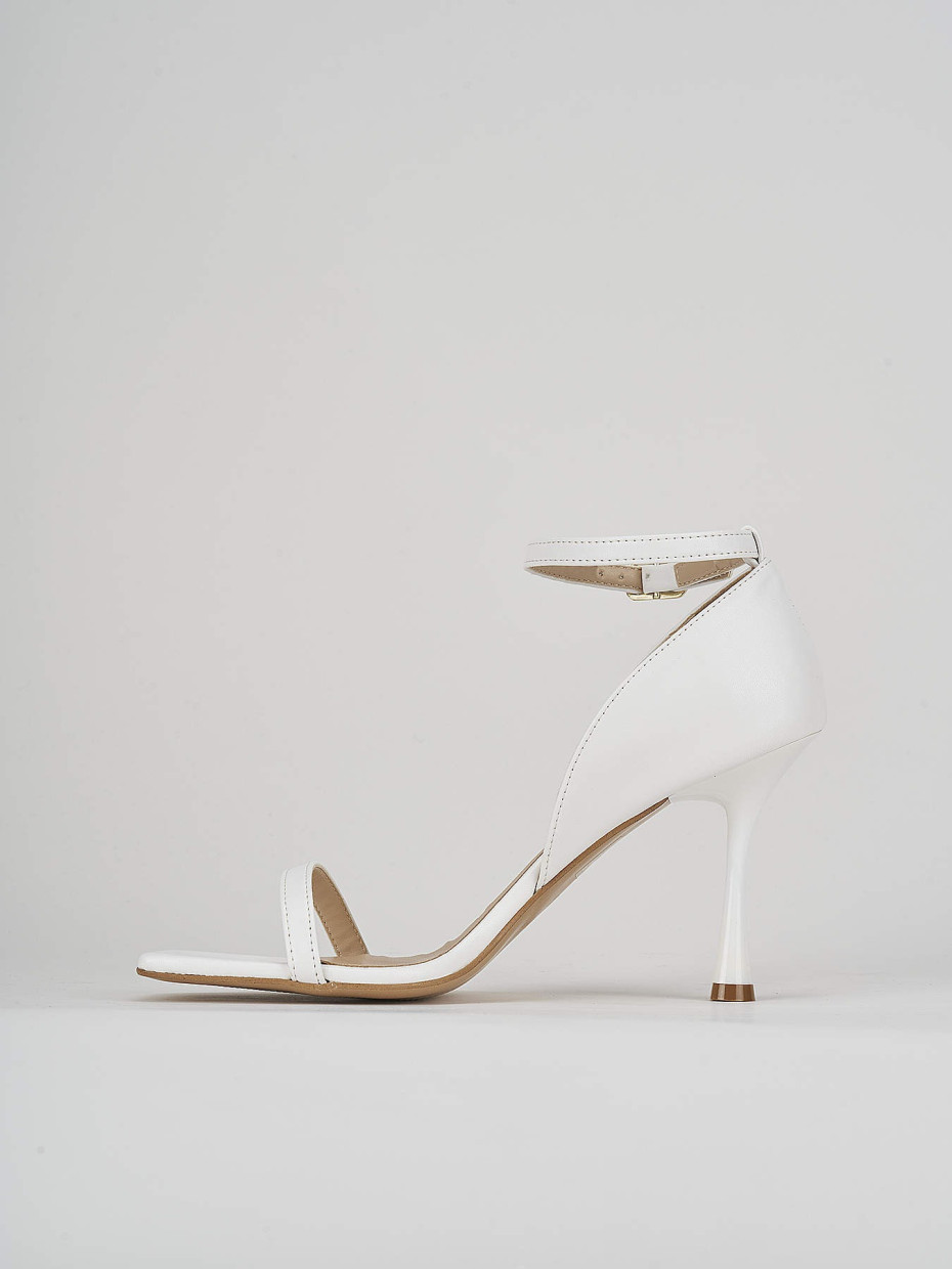 High heel sandals heel 7 cm white leather