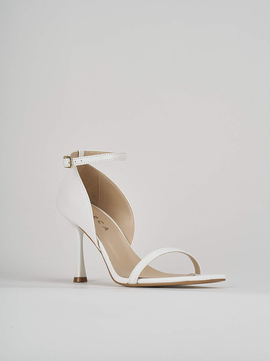 High heel sandals heel 7 cm white leather