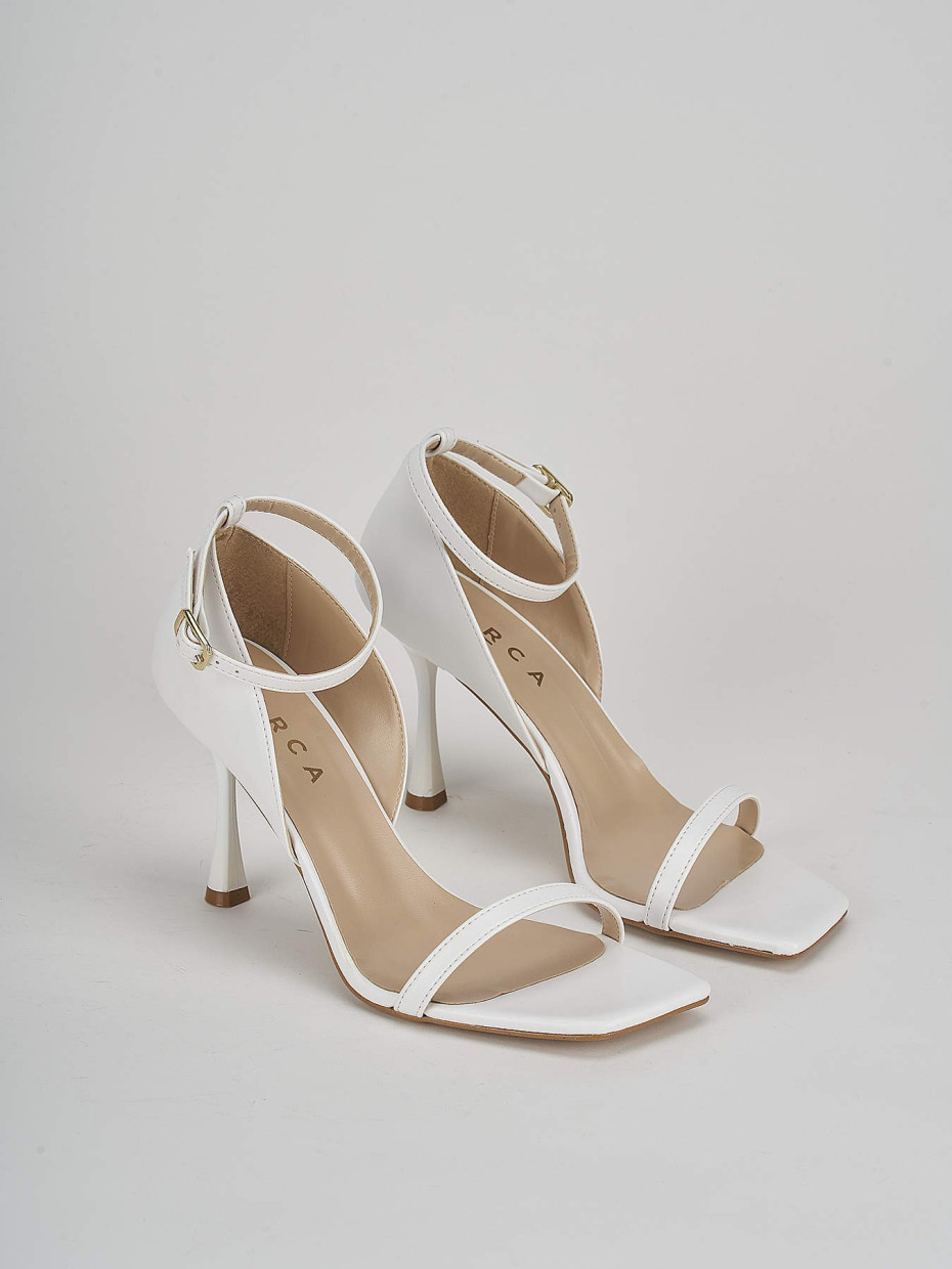 High heel sandals heel 7 cm white leather