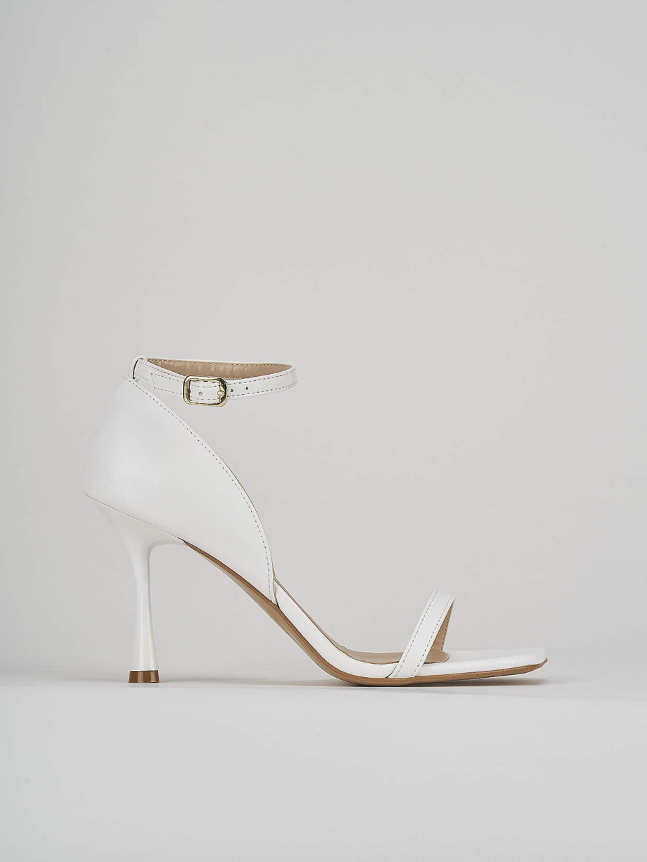 High heel sandals heel 7 cm white leather