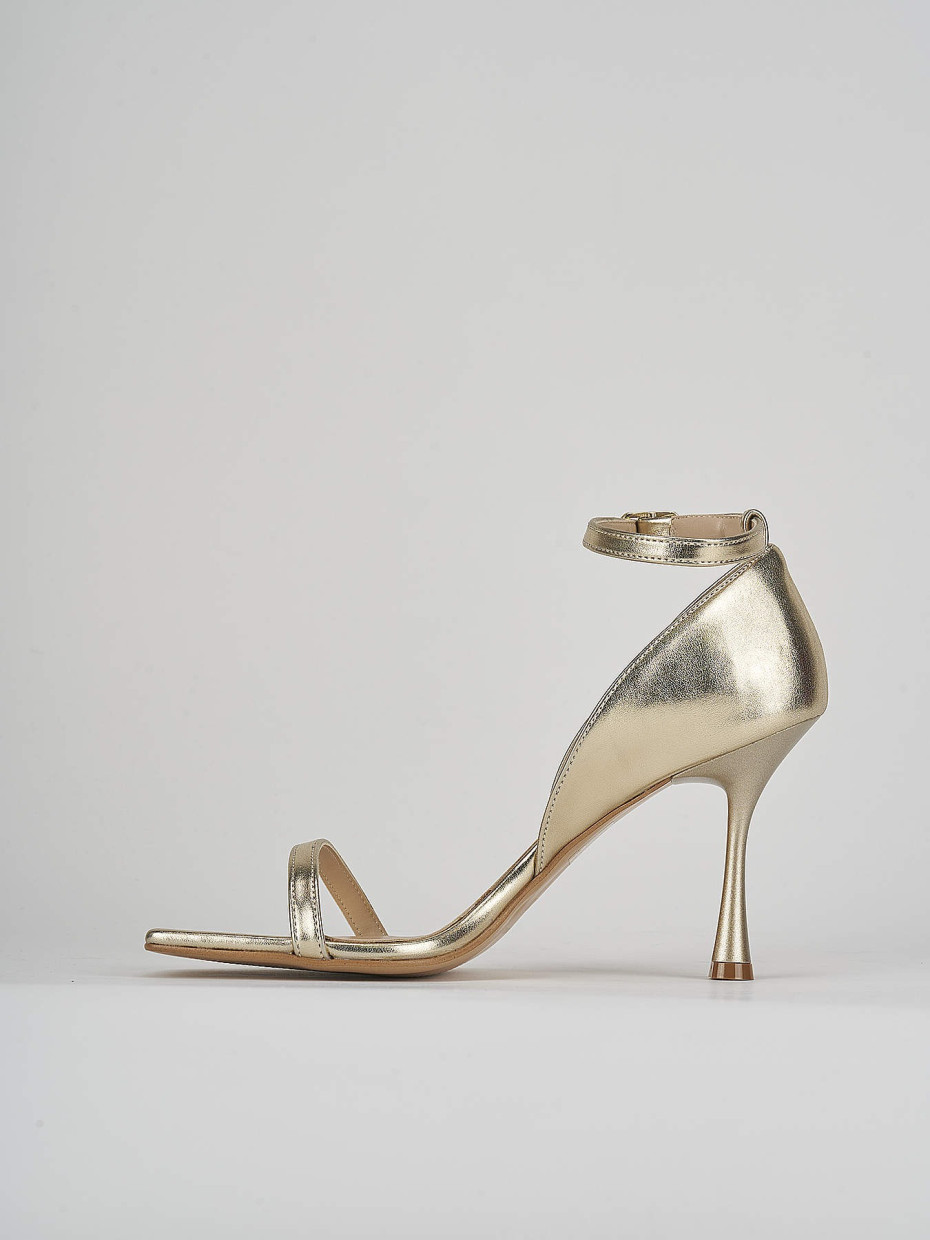 High heel sandals heel 7 cm gold leather