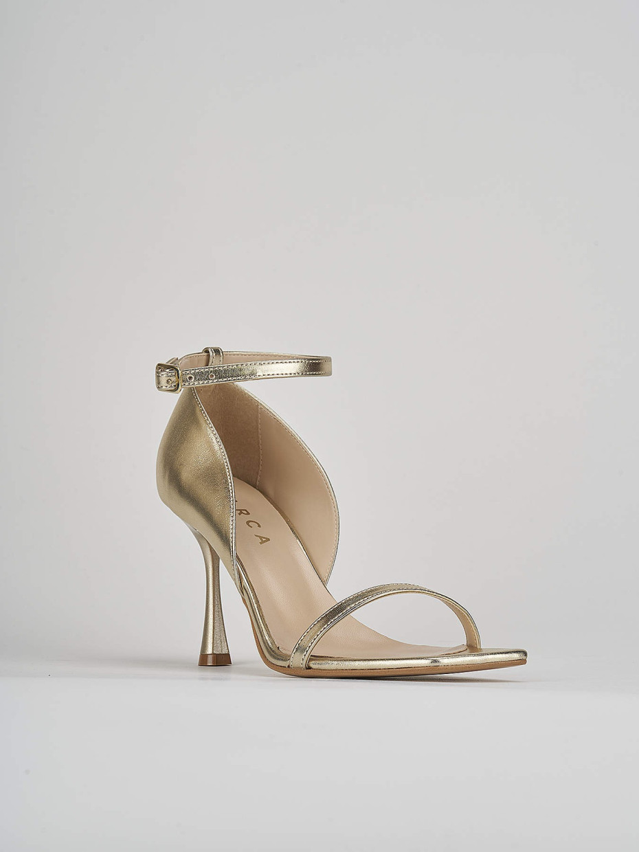 High heel sandals woman heel 7 cm gold leather Barca Stores