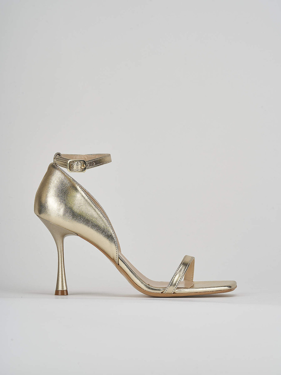 High heel sandals heel 7 cm gold leather