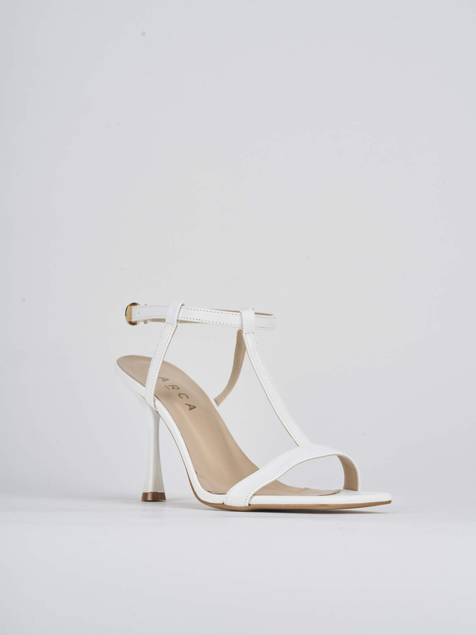 High heel sandals heel 7 cm white leather