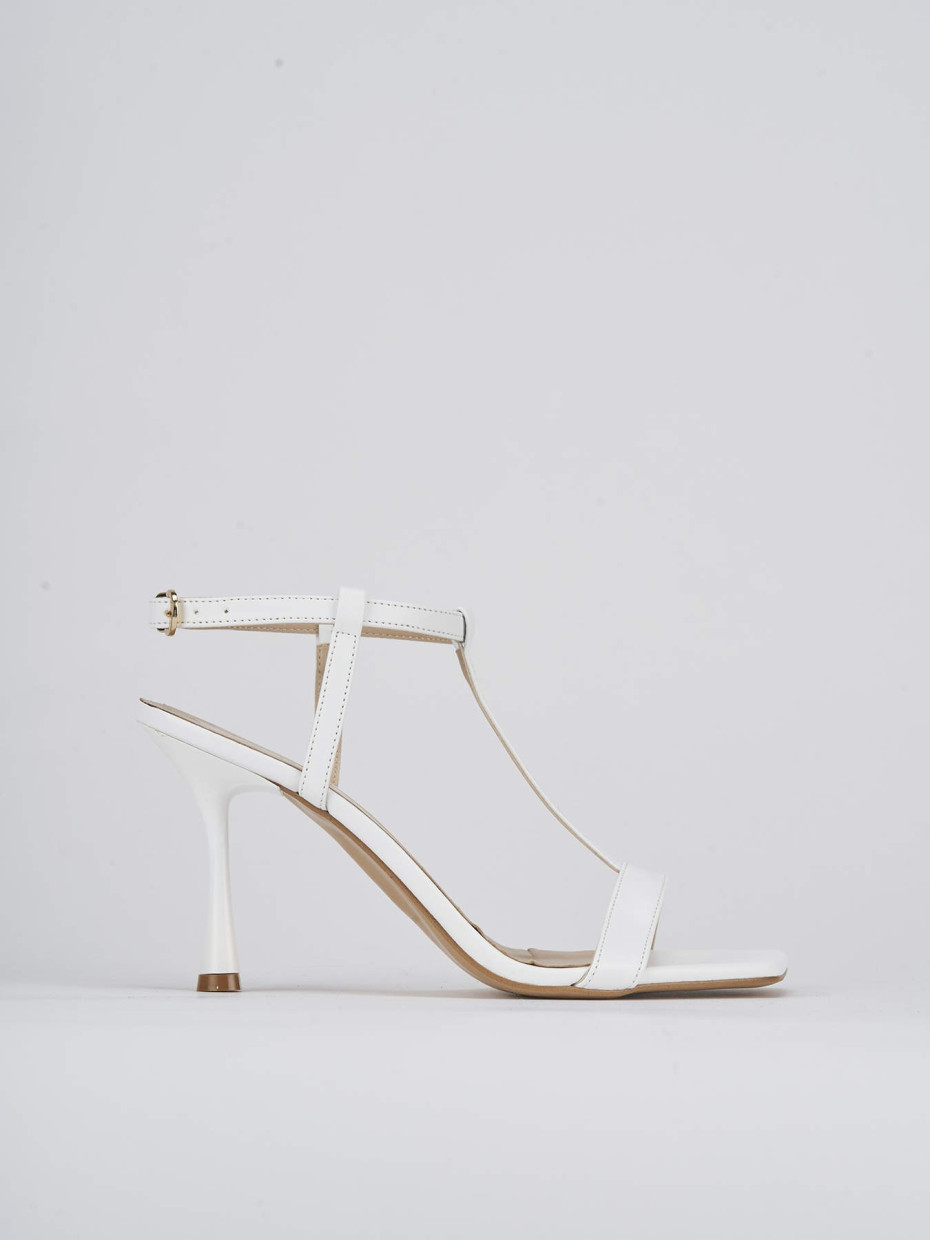 High heel sandals heel 7 cm white leather