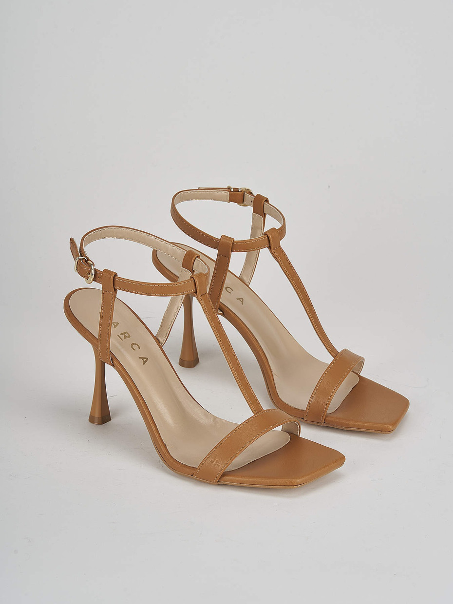 Sandali tacco 7cm pelle marrone Barca Stores